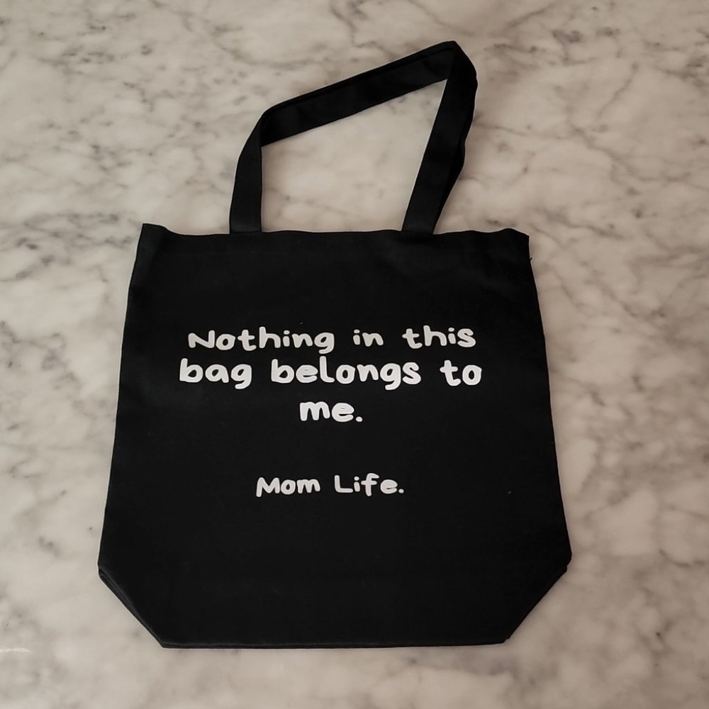 Reusable black tote bag shopping grocery cloth fabric bag